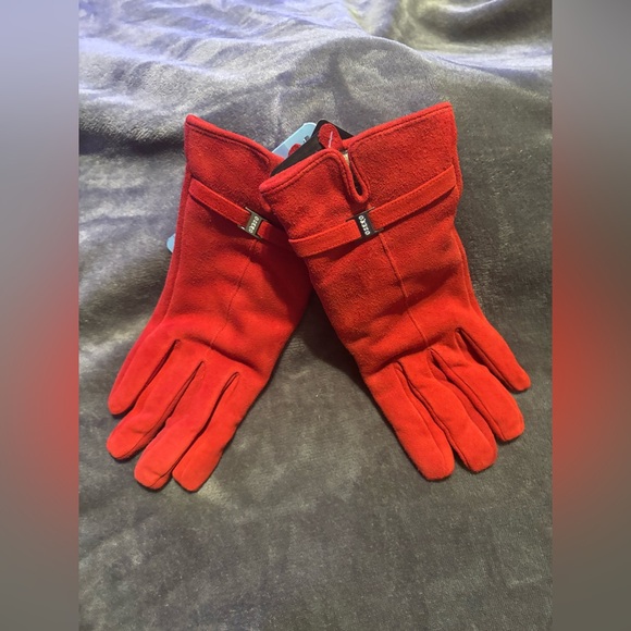 Accessories - Red Suede Ladies Gloves